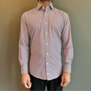 Indochino Men's Red and Blue Checkered Dress Shirt